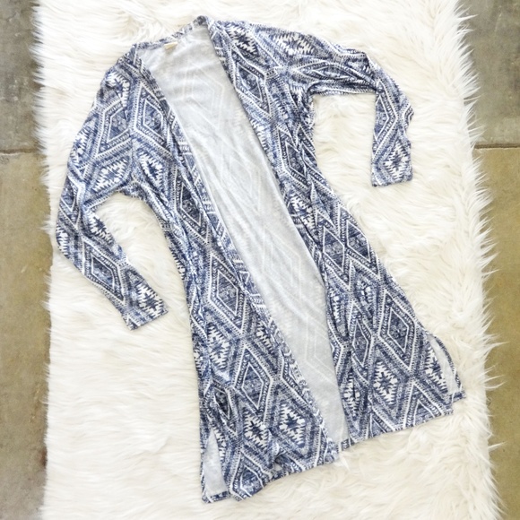 Faded Glory Sweaters - Aztec Print Open Front Duster Sweater